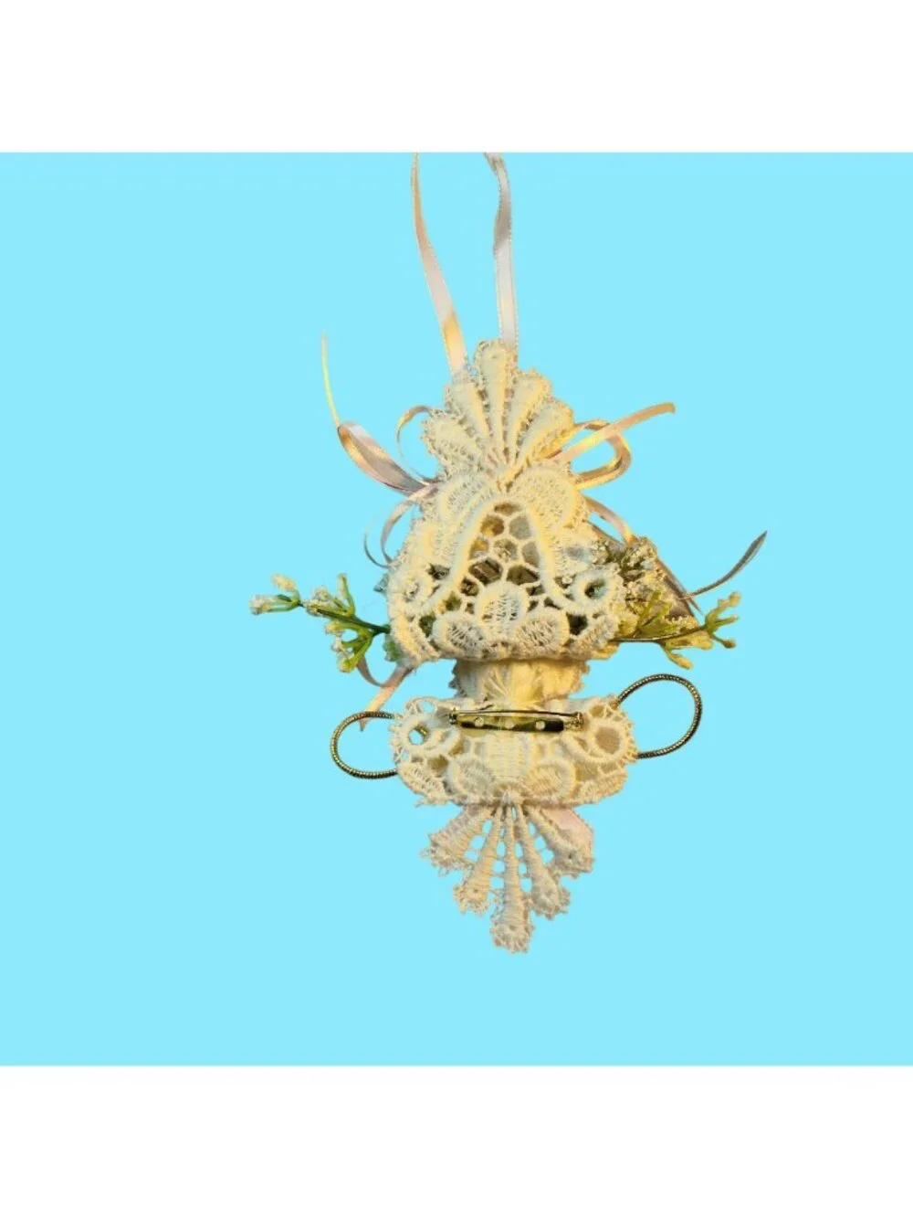 Lace Angel Christmas Ornament Pin Brooch handmade